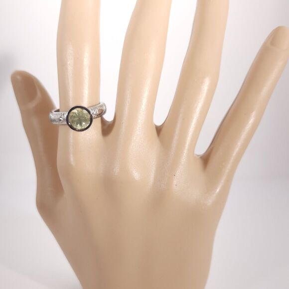 Lemon-Lime Quartz Ring Stainless Steel Size 8 - Picture 8 of 8